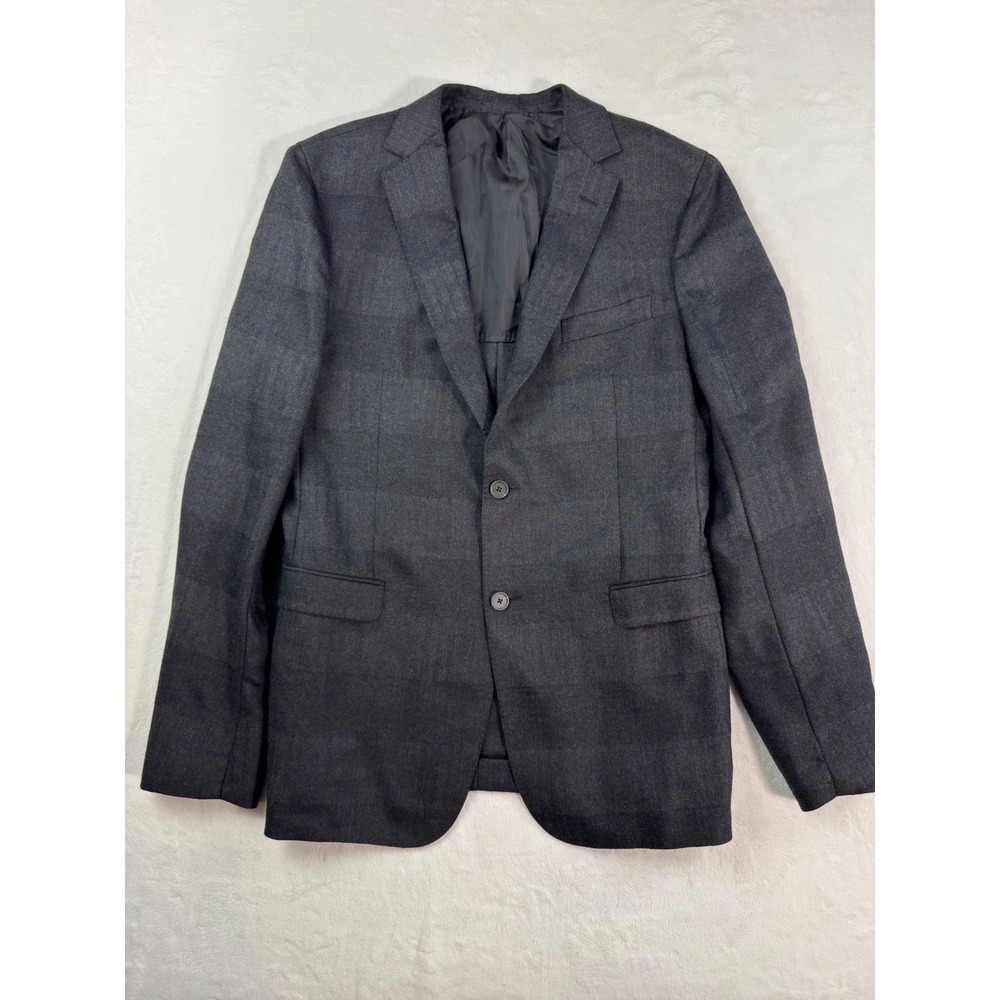 Z Zegna Mens 52L Charcoal Grey Wool Silk Herringbone Blazer Jacket Drop 8 Deco